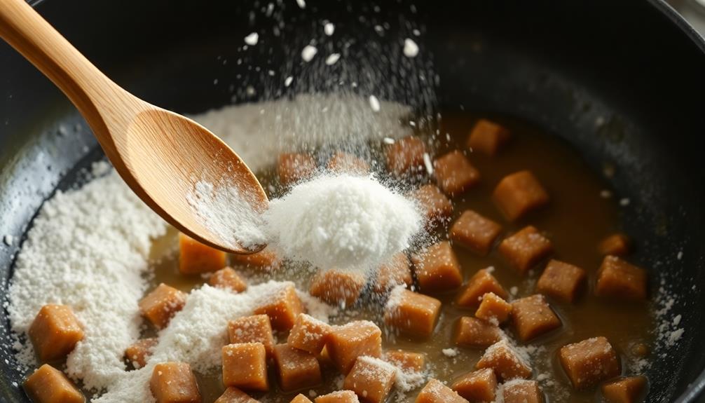 flour added to pan