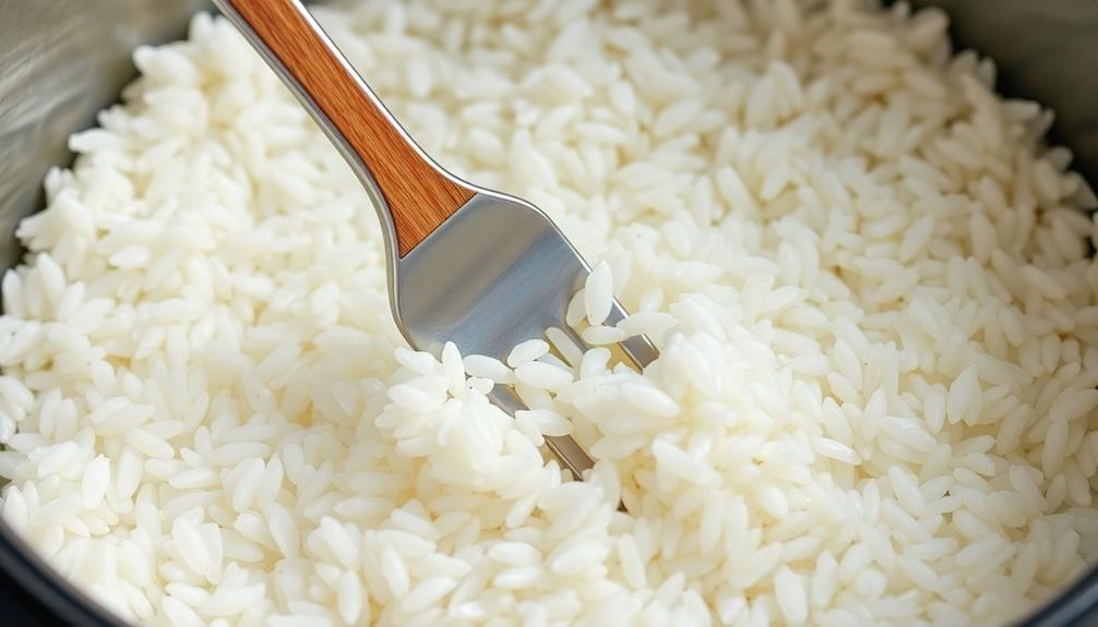 fluff rice using fork