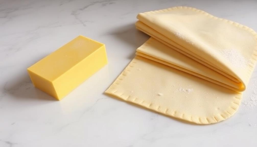 fold dough with butter