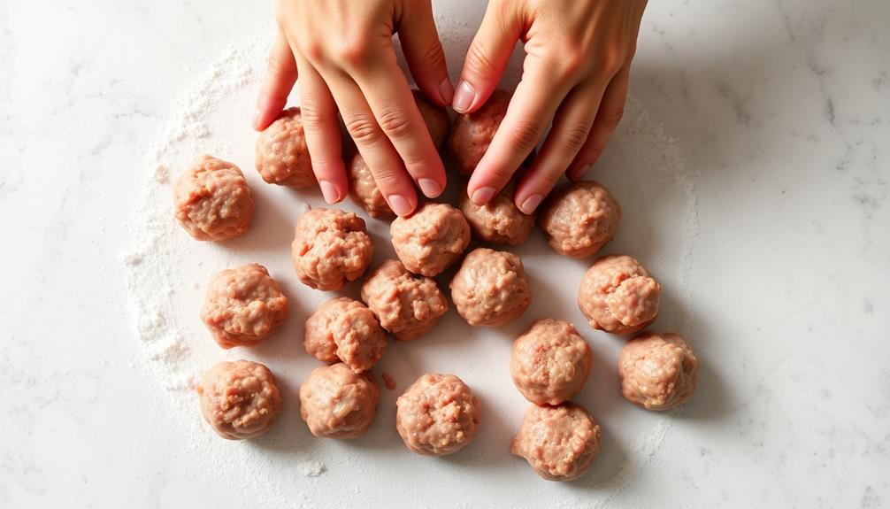 form meatballs with hands