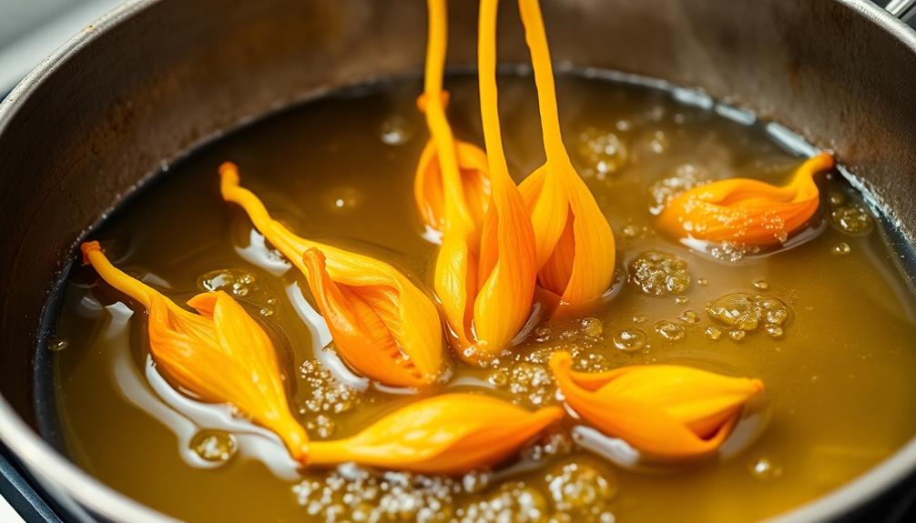 fry blossoms in oil