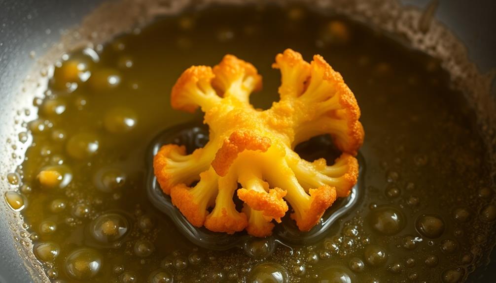 fry coated cauliflower florets