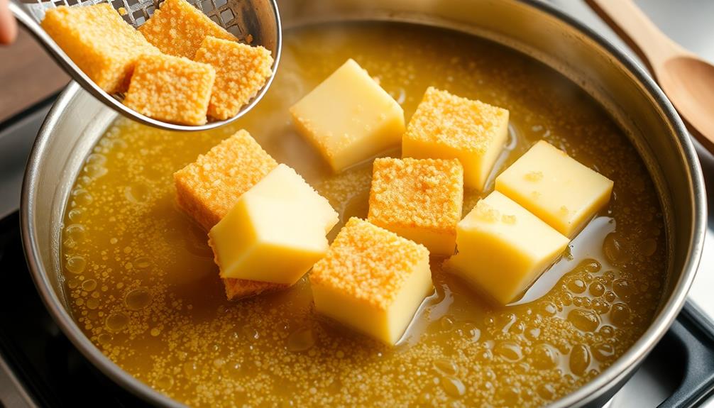 fry custard squares golden