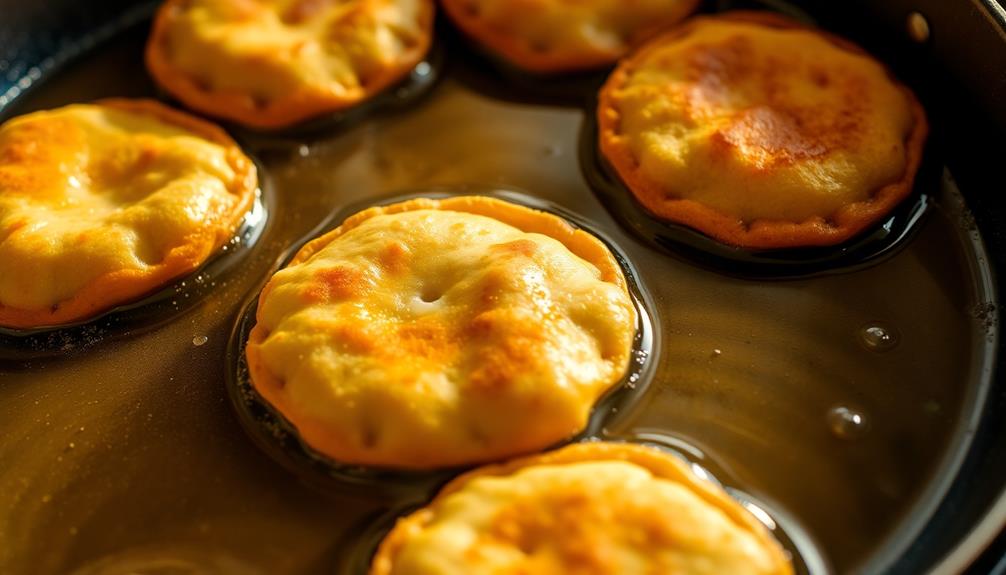 fry flattened dough balls