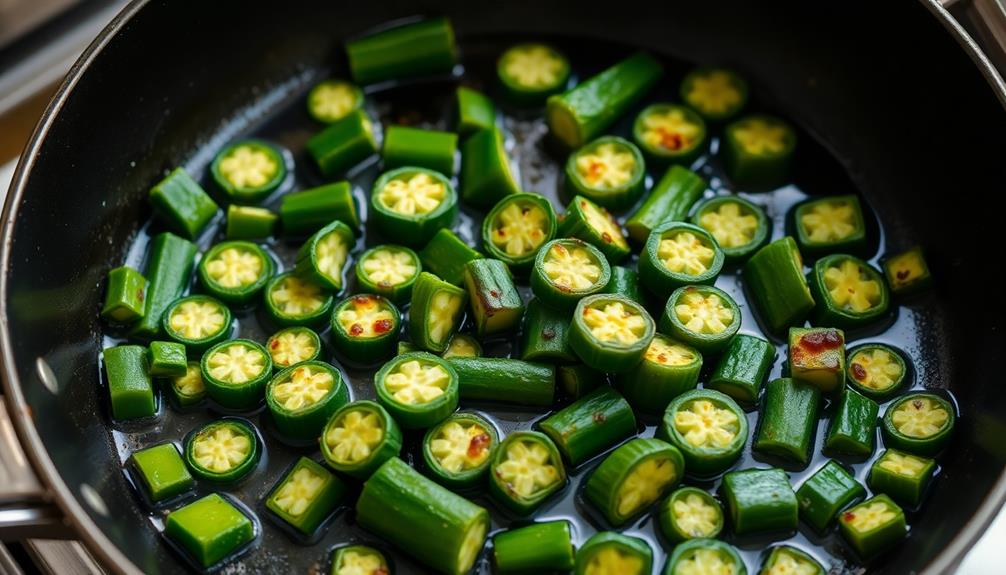 fry okra until browned