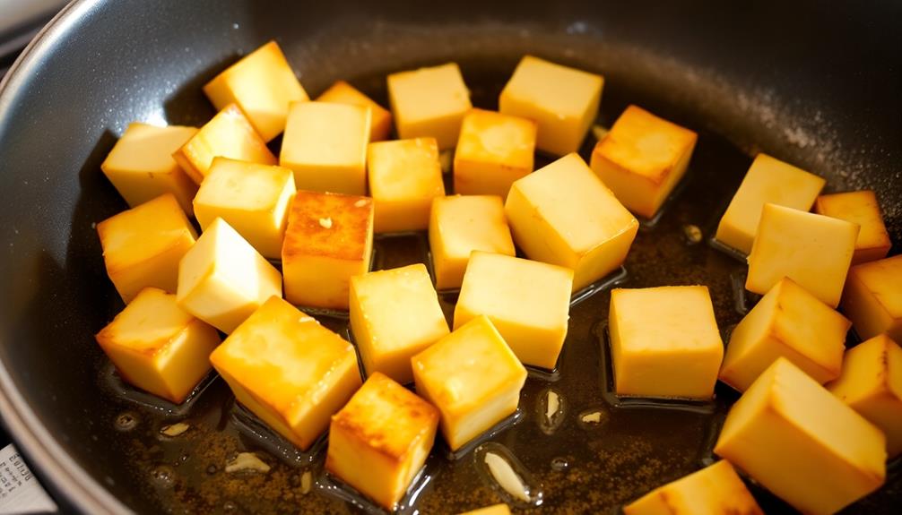 fry tofu until golden