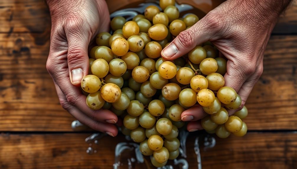 gently press the grapes