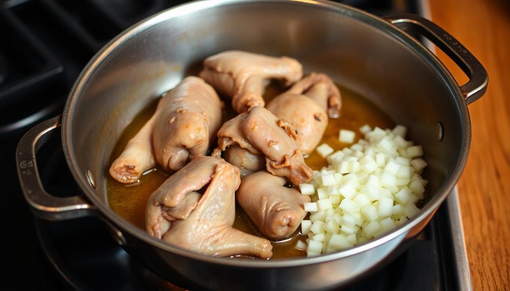 giblets placed in pot