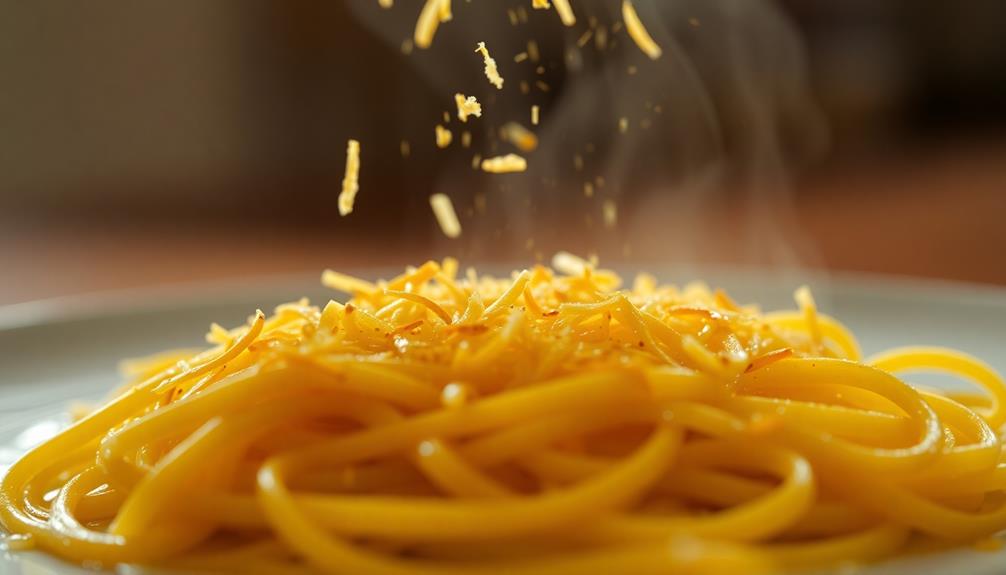 grate bottarga on pasta