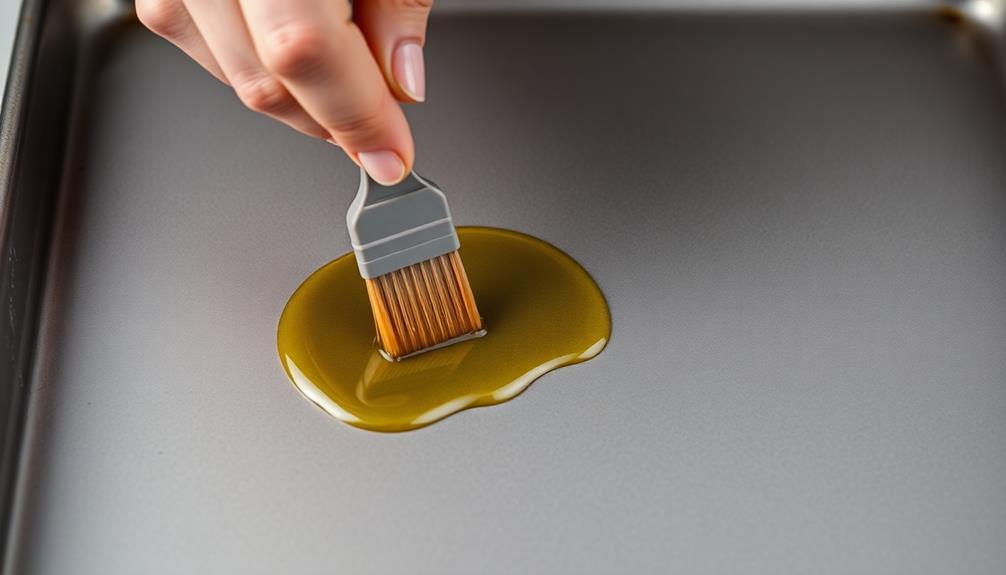 grease baking sheet oil