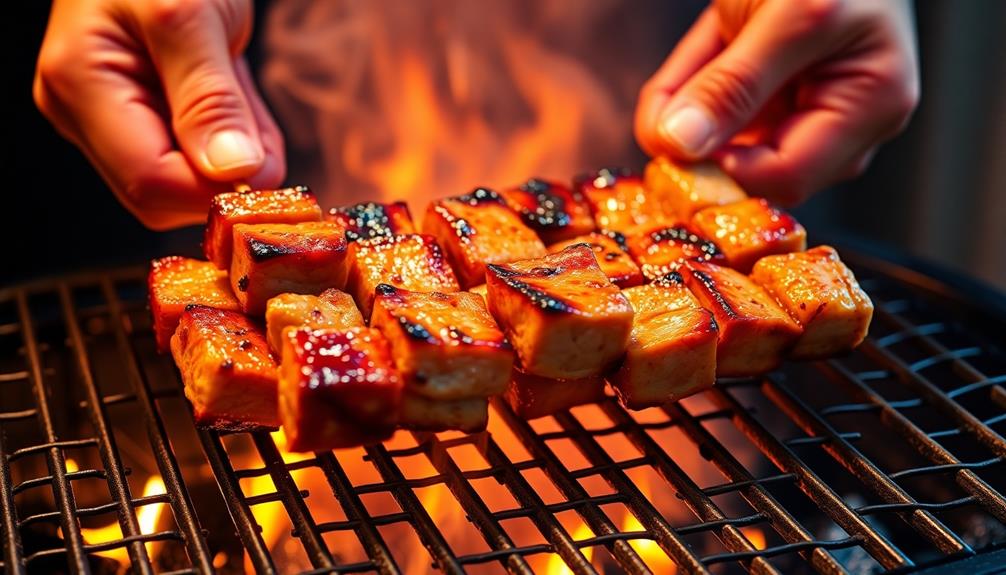 grill skewered pork medium high