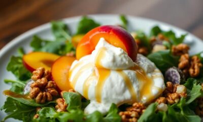 grilled peach burrata salad