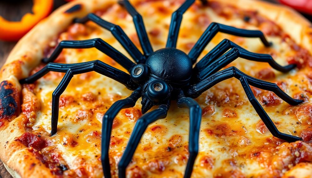 halloween themed spider pizzas