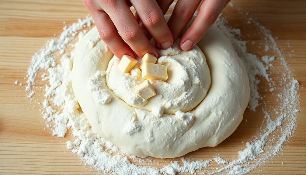 hand mixing dough preparation