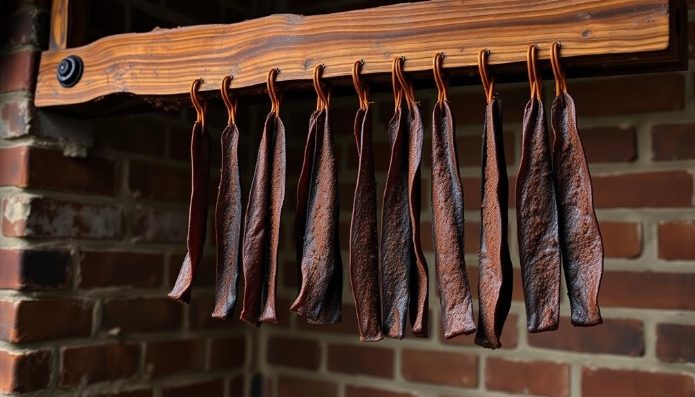 hang coated meat strips