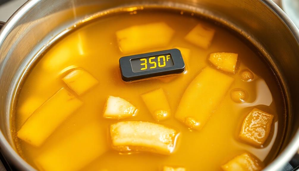 heat oil to 350 f