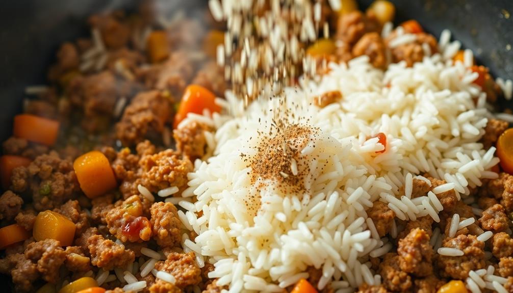 incorporate rice and seasonings