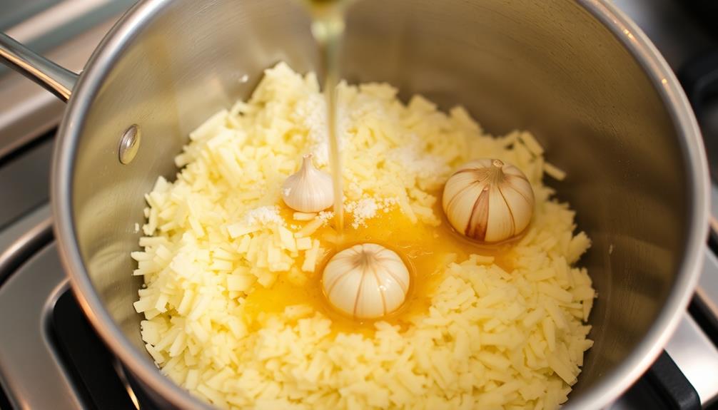 incorporate wine and garlic