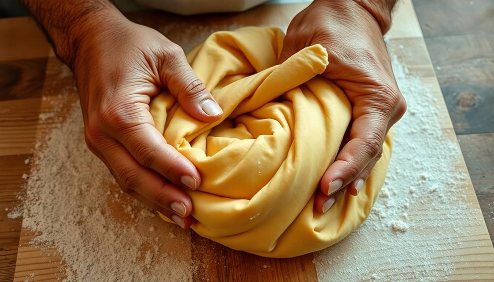 knead ground wheat dough