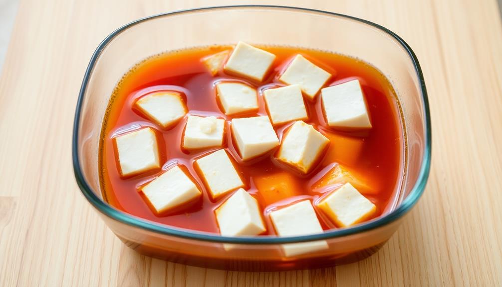 marinate pressed tofu step
