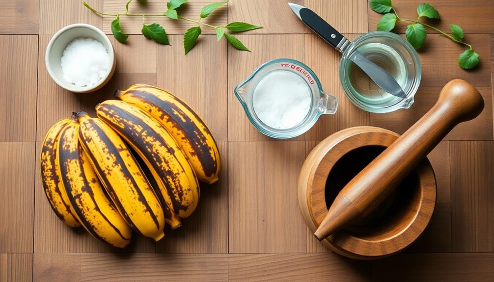 mash plantains into paste