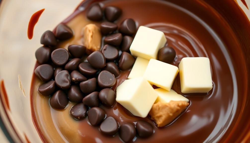 melt chocolate and peanut butter