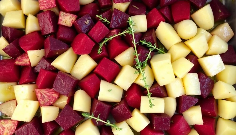 mix potatoes with beets