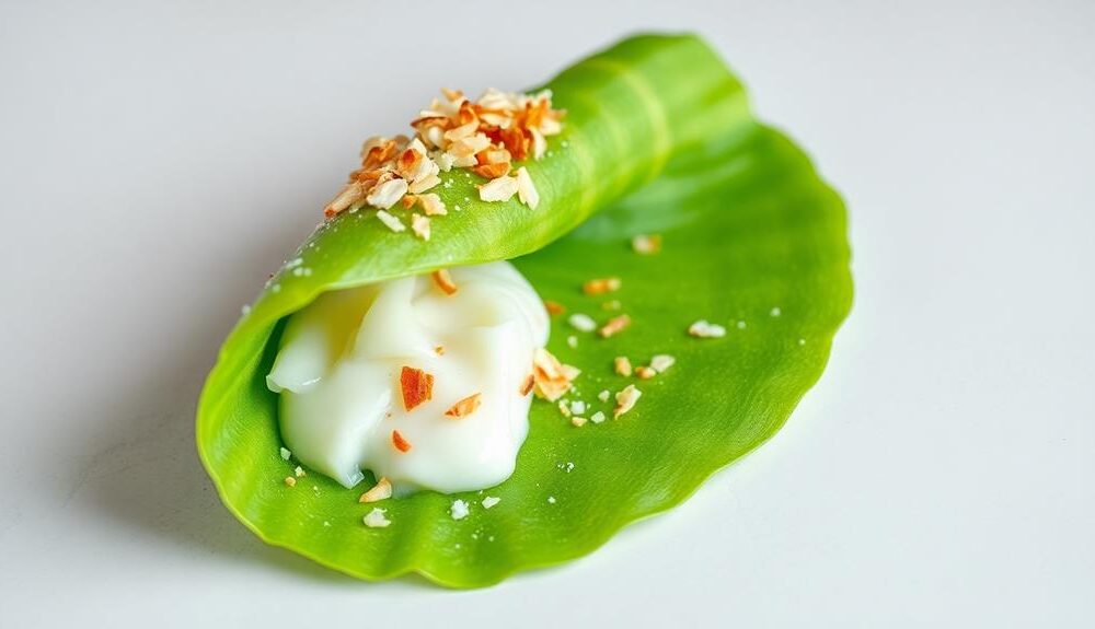 pandan filled coconut crepe