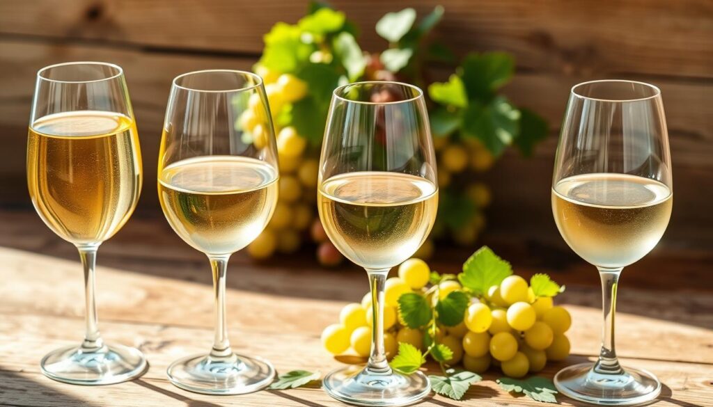 popular white wine types including chardonnay, sauvignon blanc, pinot grigio, riesling