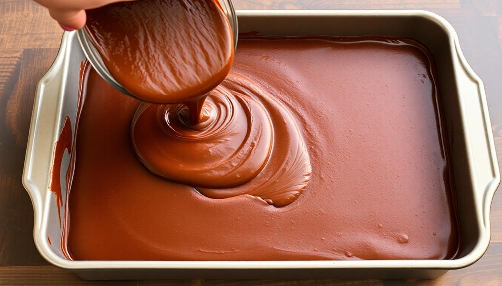 pour batter into pans