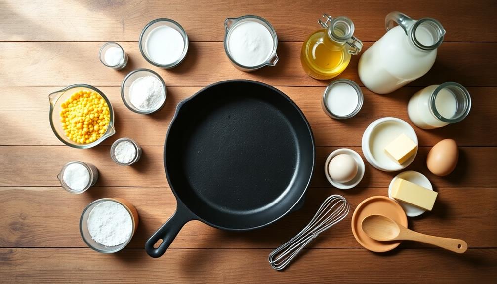pour batter into skillet