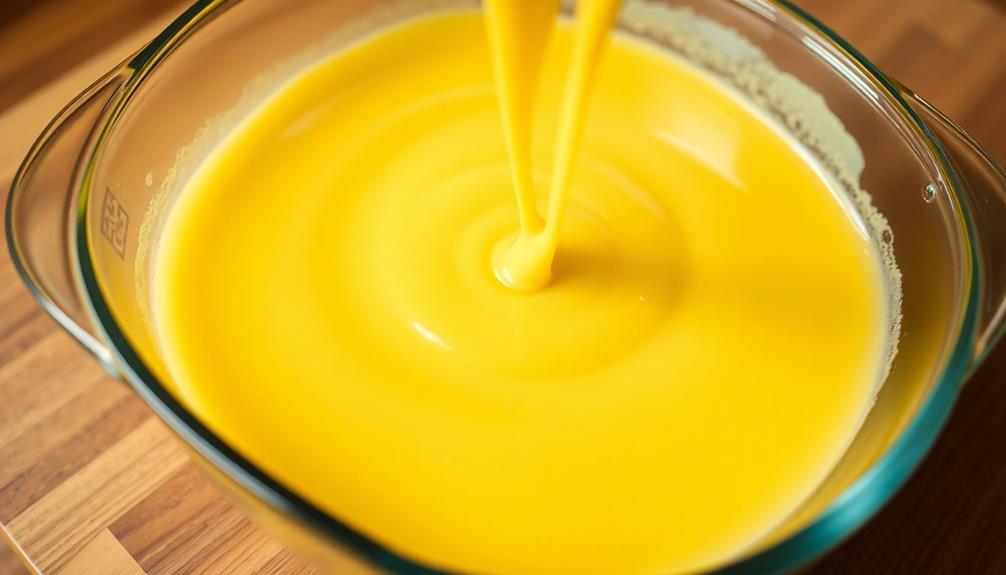 pour egg mixture carefully