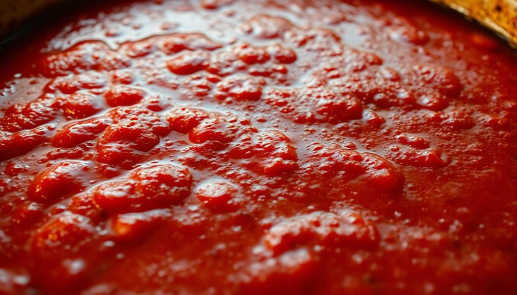 pour marinara sauce carefully