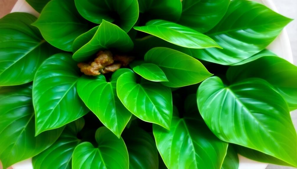 prepare betel leaves grilling