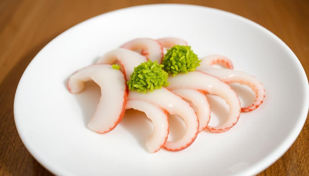 raw octopus with wasabi