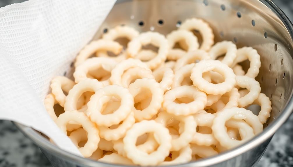 rinse and dry calamari
