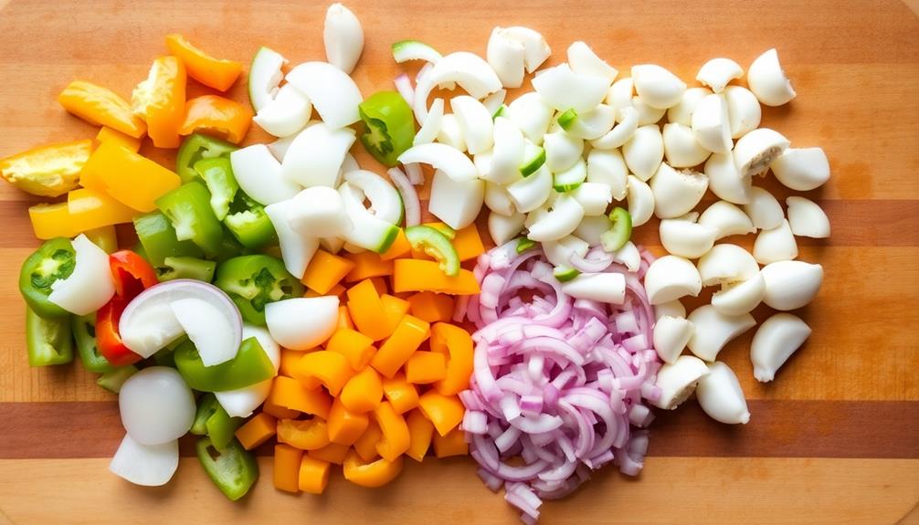 rinse chop prepare vegetables