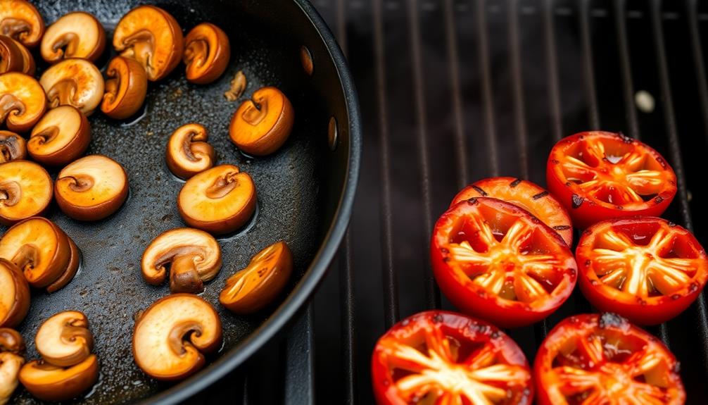 saut ed mushrooms grilled tomatoes