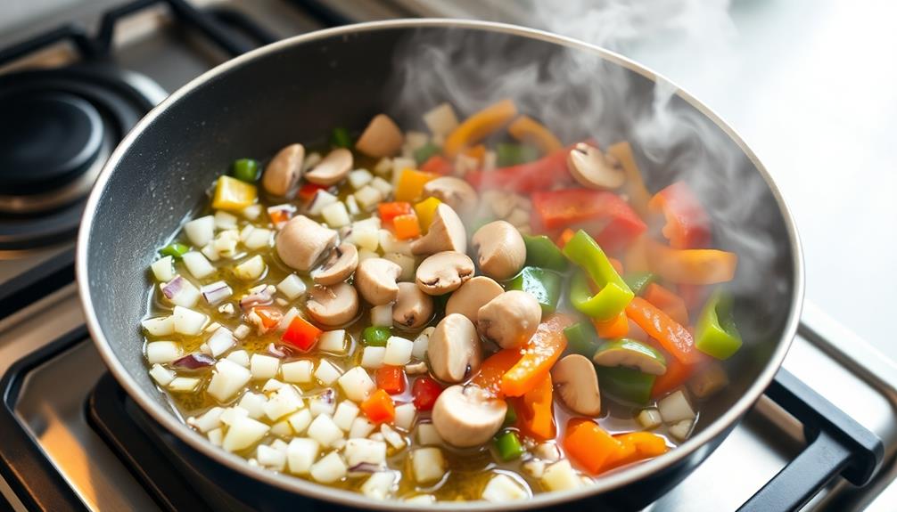 saut ingredients in batches