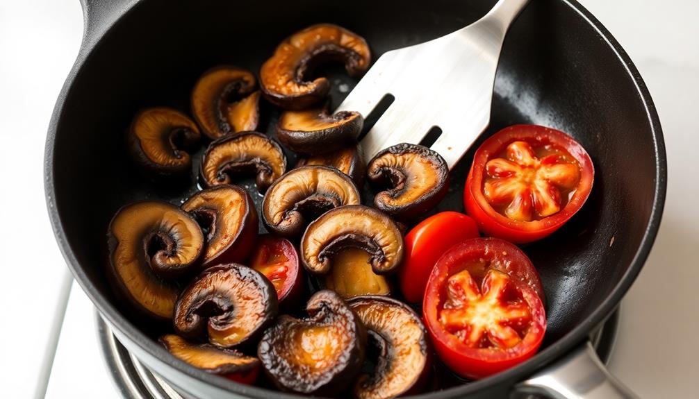 saut mushrooms and tomatoes