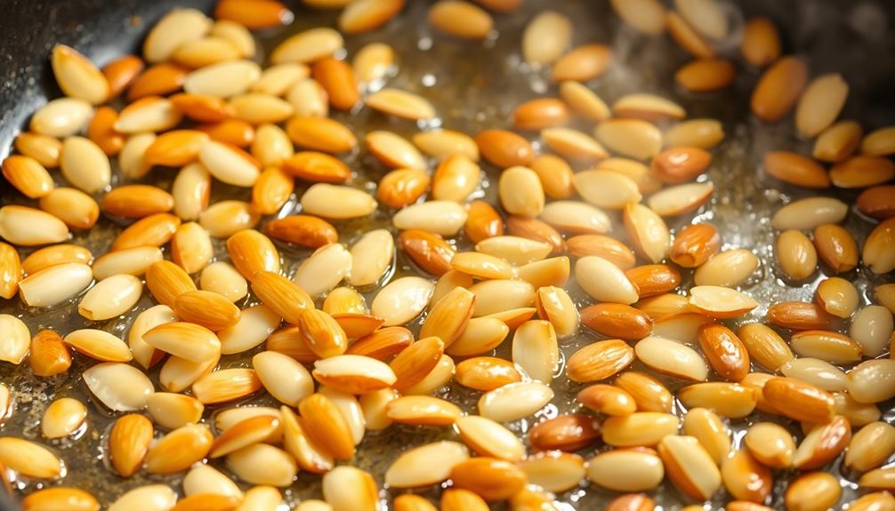 saut sliced almonds golden