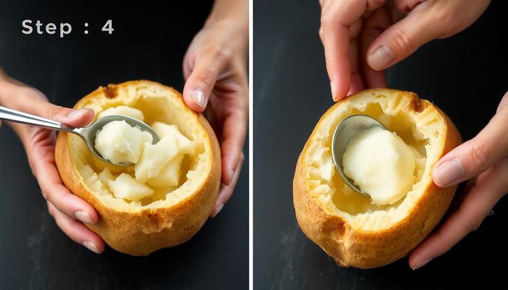 scoop out potato insides