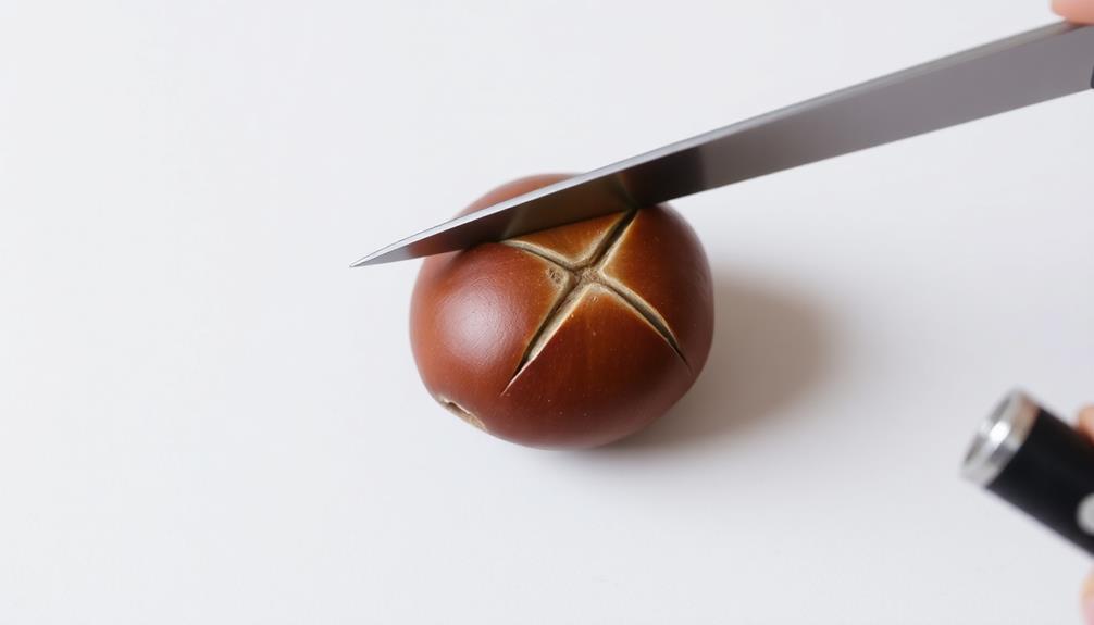 score the chestnuts carefully