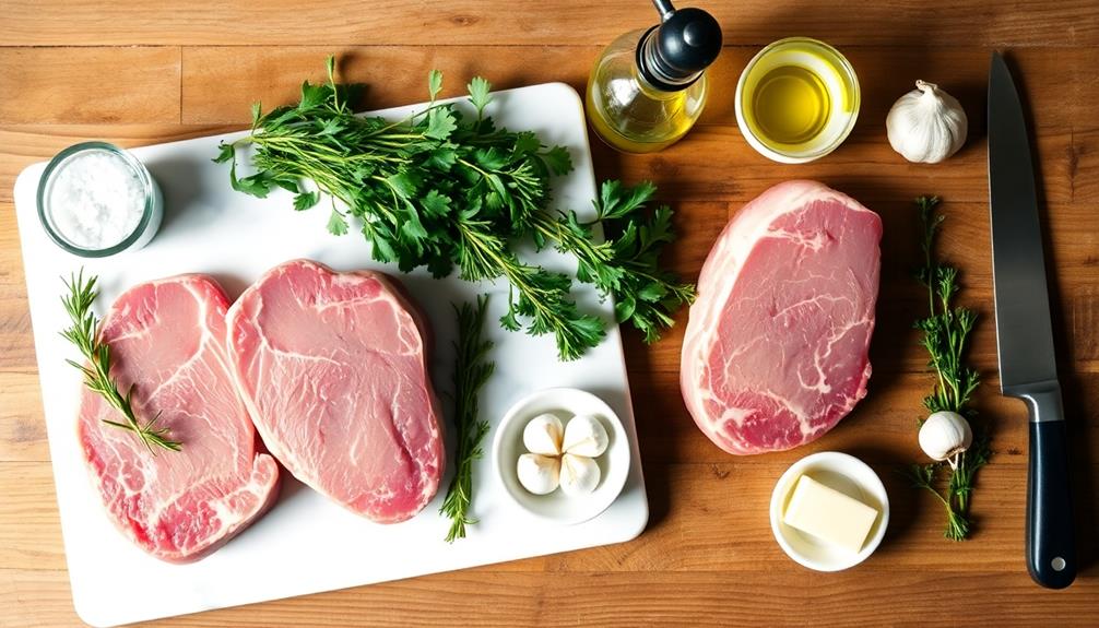 sear chops in skillet