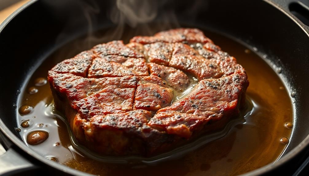 sear meat in oil