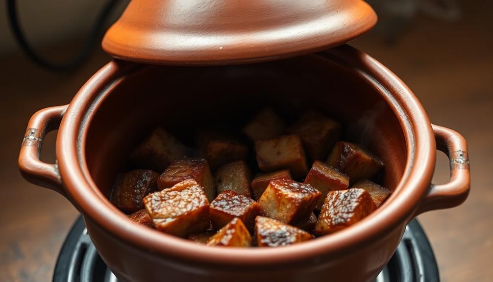 sear meat in tagine