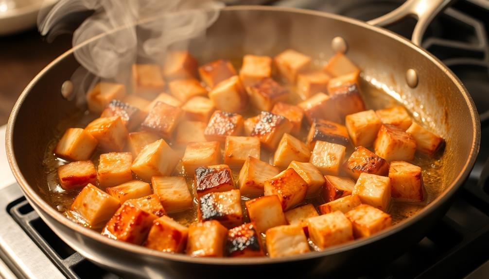 sear pork belly skillet