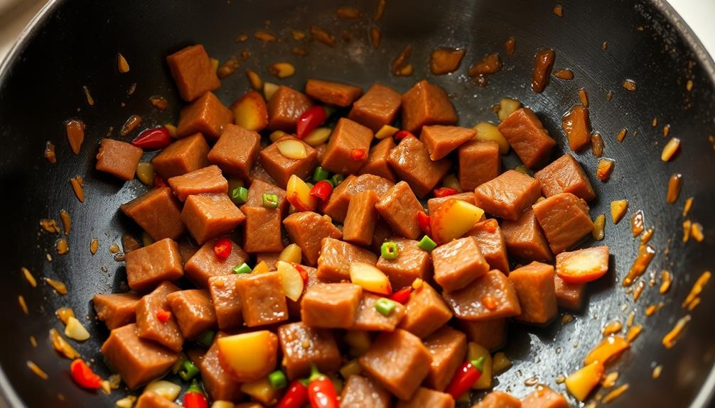 seasoned fried pork tossed