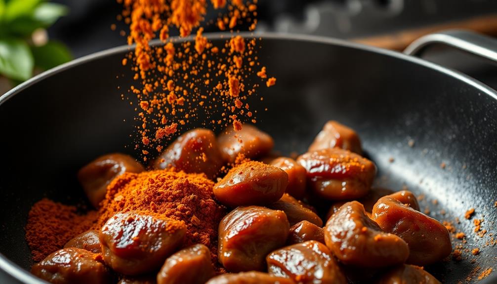 seasoning livers with spices