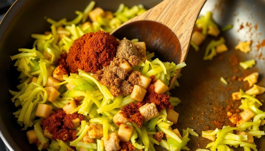 seasonings enhance flavorful dish